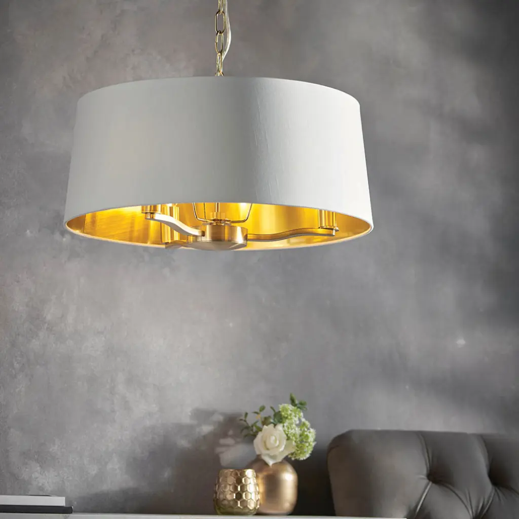 Harvey 3 Light with Drum Shade in Satin Gold