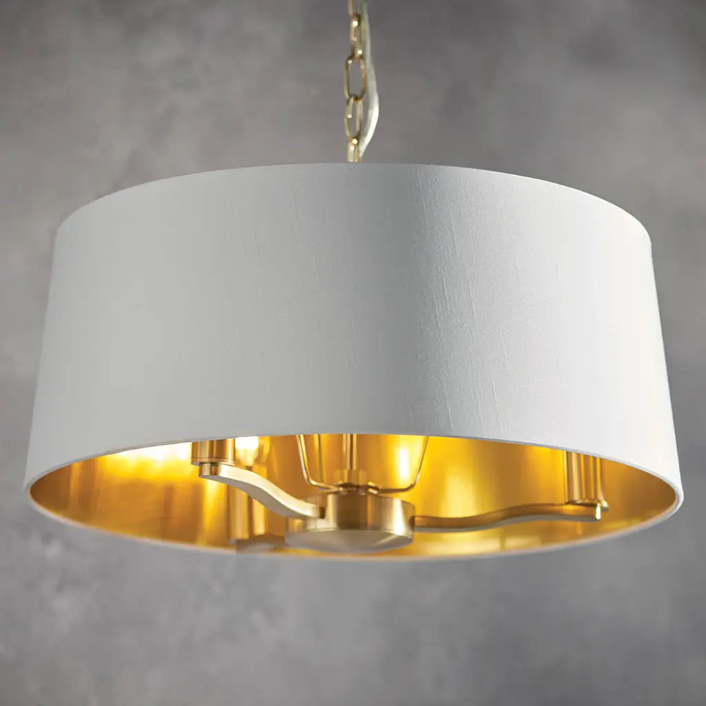 Harvey 3 Light with Drum Shade in Satin Gold