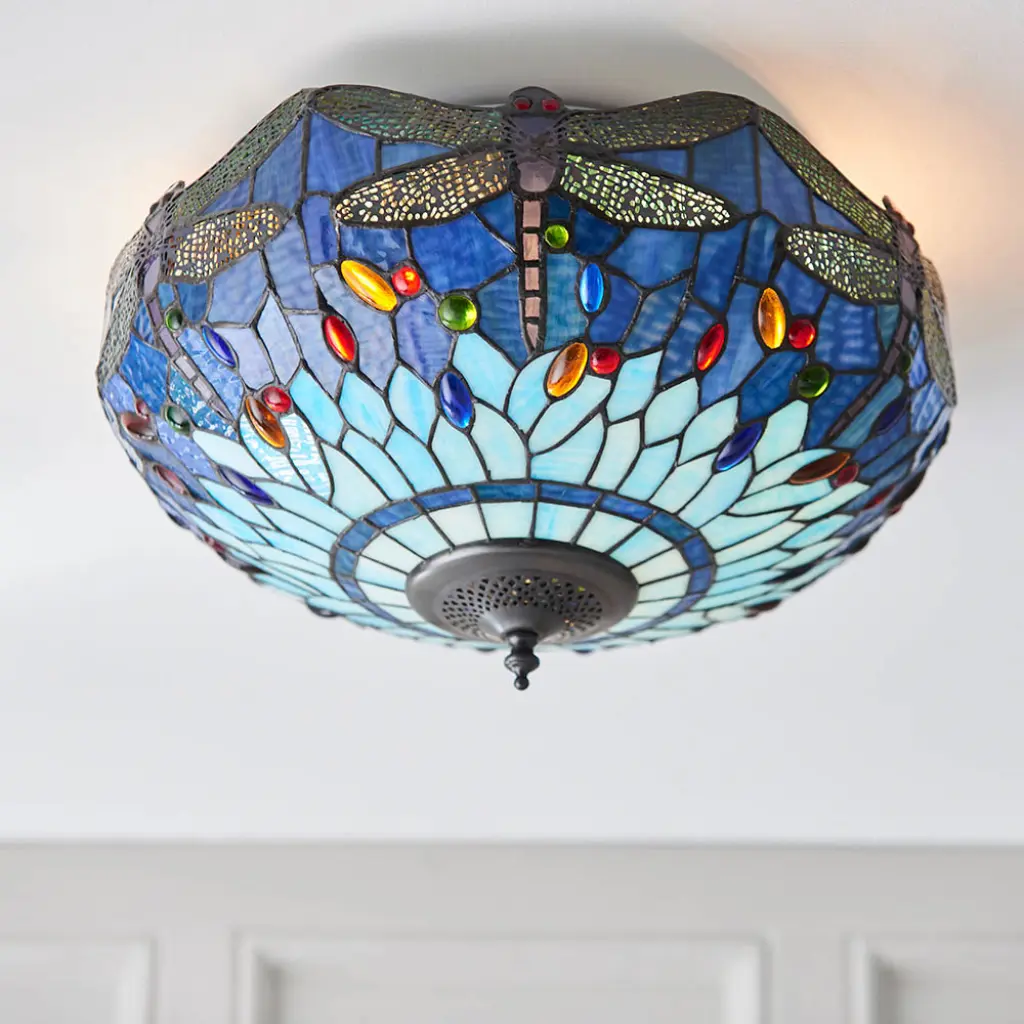 Dragonfly Blue Medium 2 Light Flush