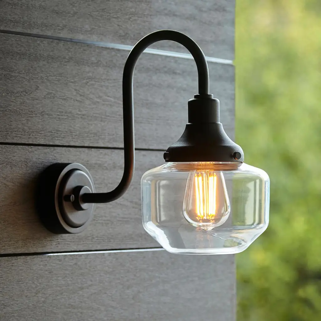 Matt Black Swan Neck Outdoor Wall Light