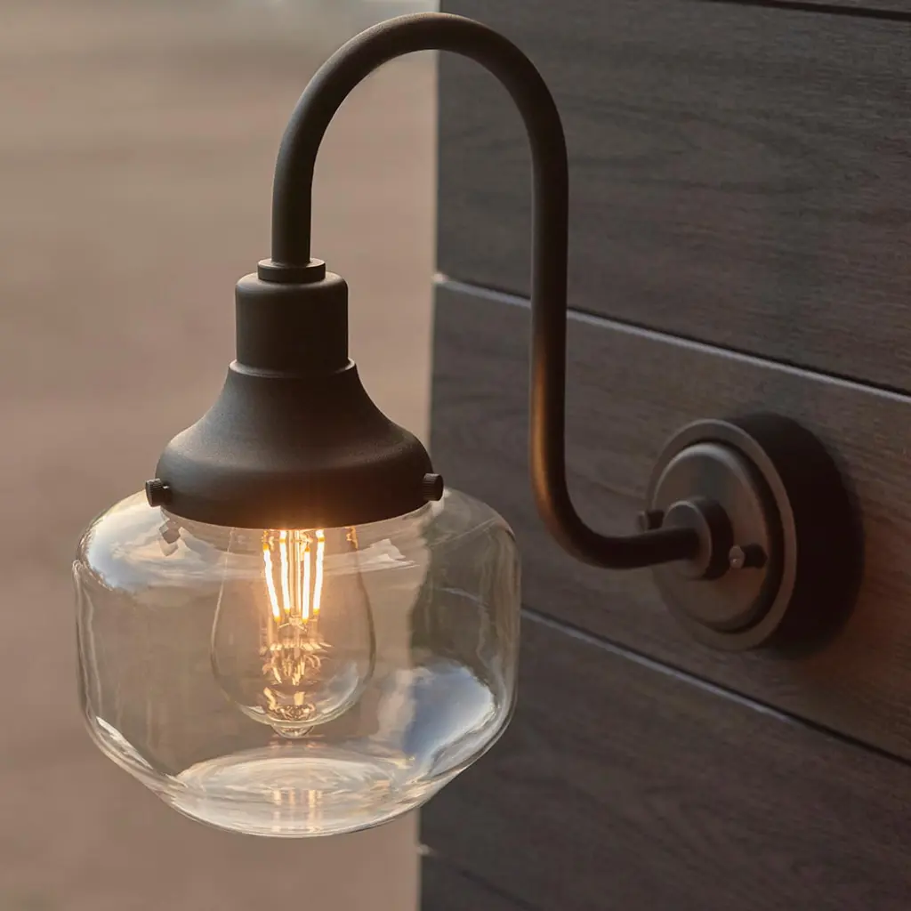 Matt Black Swan Neck Outdoor Wall Light