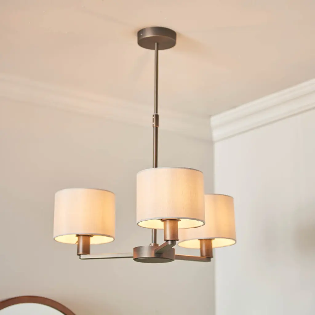Daley 3 Light Multi Arm Pendant in Bronze C/W  Marble Shades