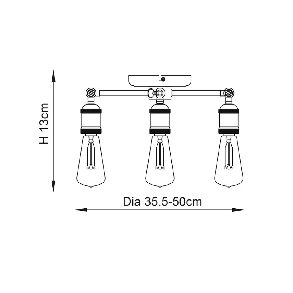 Hal 3 Light Semi Flush in an Aged Copper Finish