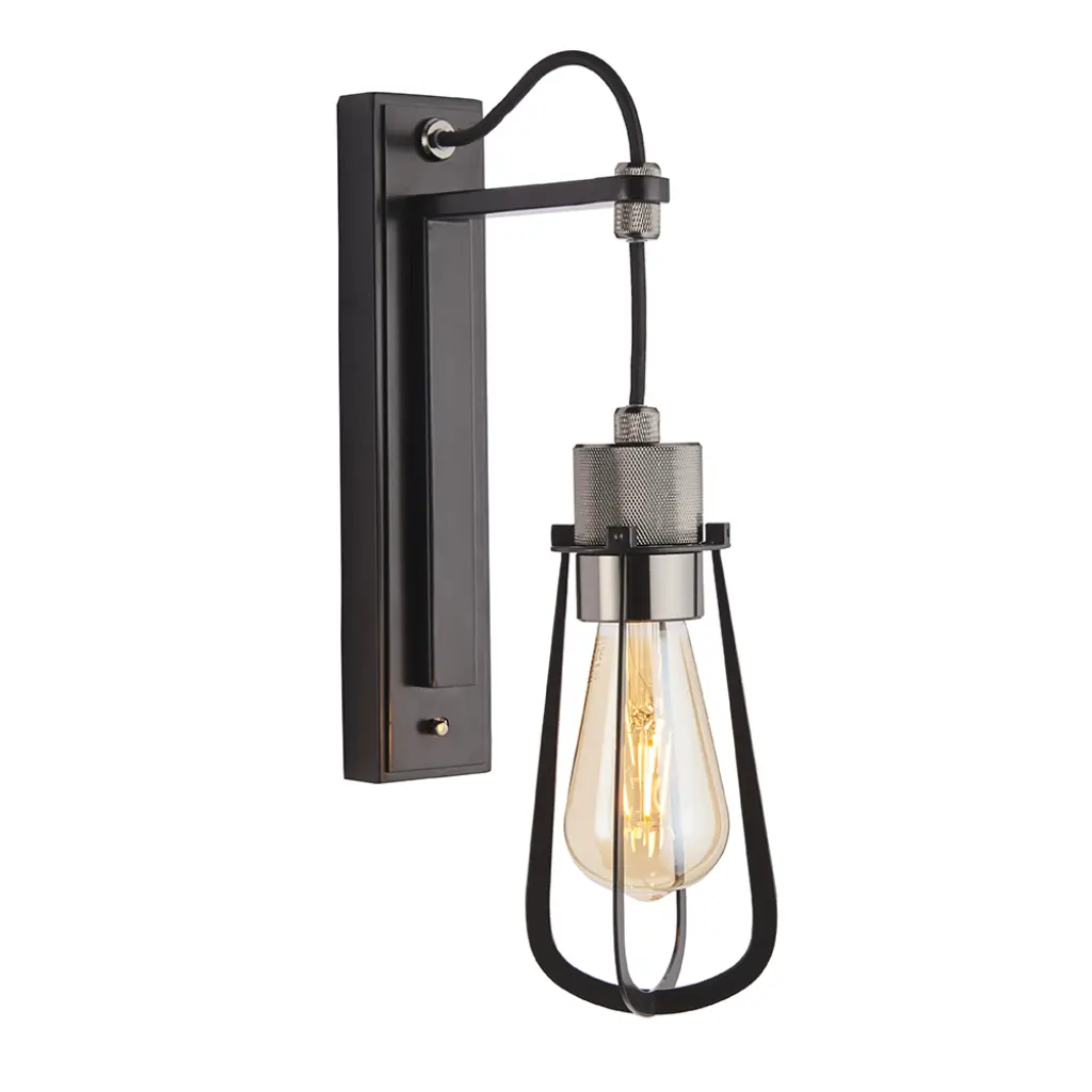 Urban Industrial Black & Chrome Wall Light