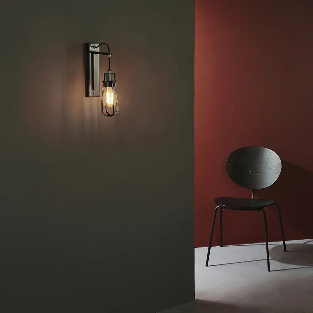 Urban Industrial Black & Chrome Wall Light