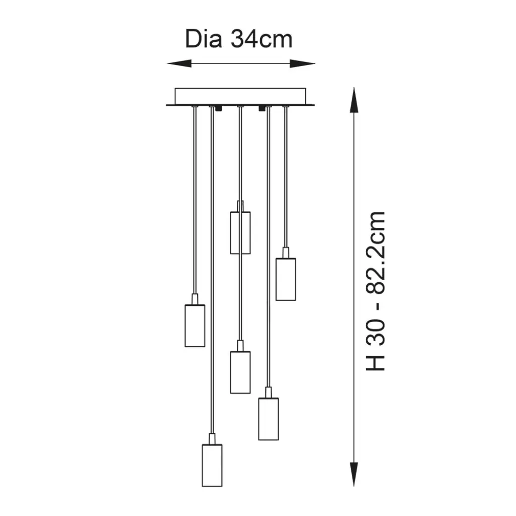 Studio 6 Light Cluster Matt Black Pendant