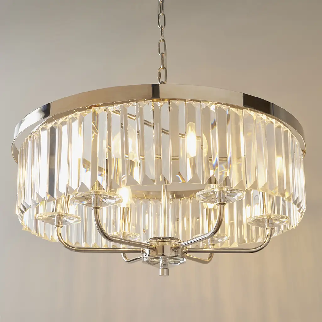 Carol 6 Light Nickel & Clear Glass Chandelier