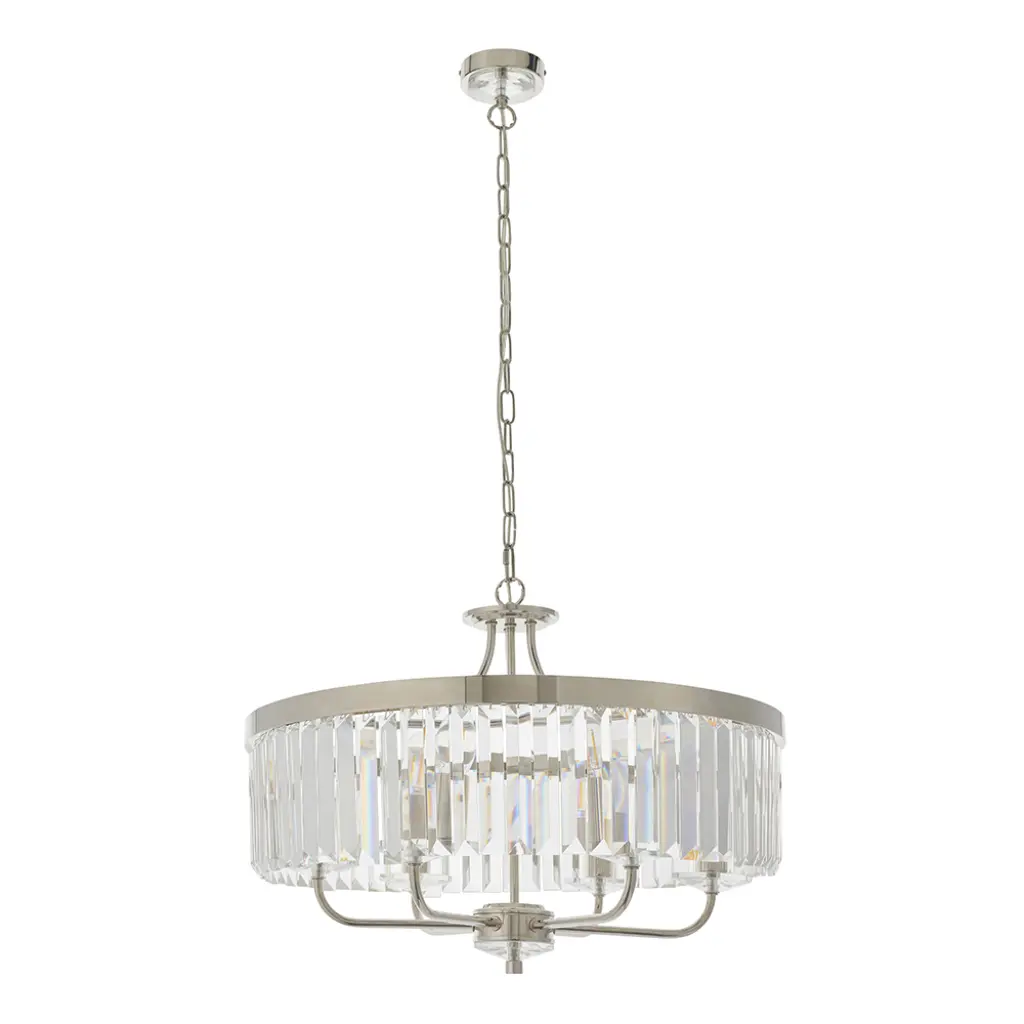 Carol 6 Light Nickel & Clear Glass Chandelier