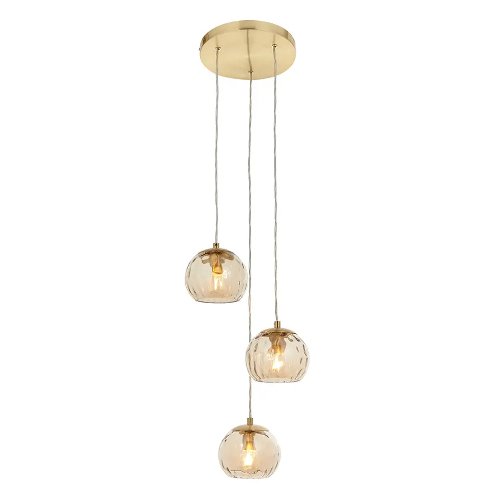 Dimple 3 Light Satin Brass Pendant