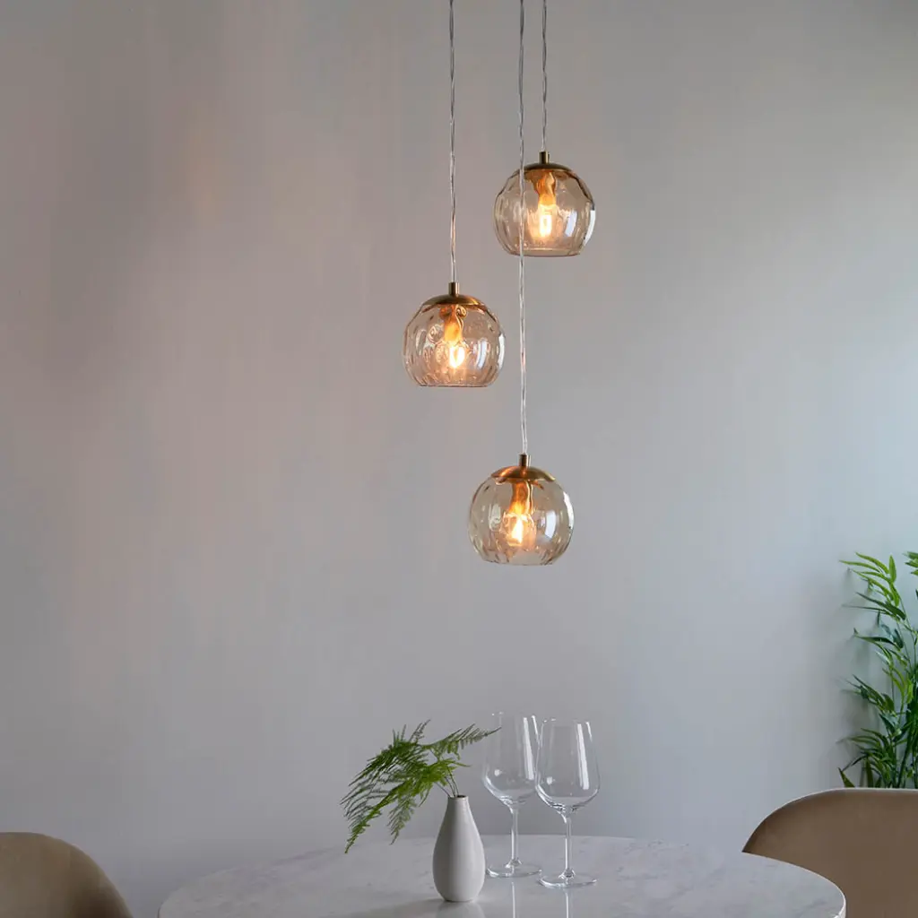 Dimple 3 Light Satin Brass Pendant