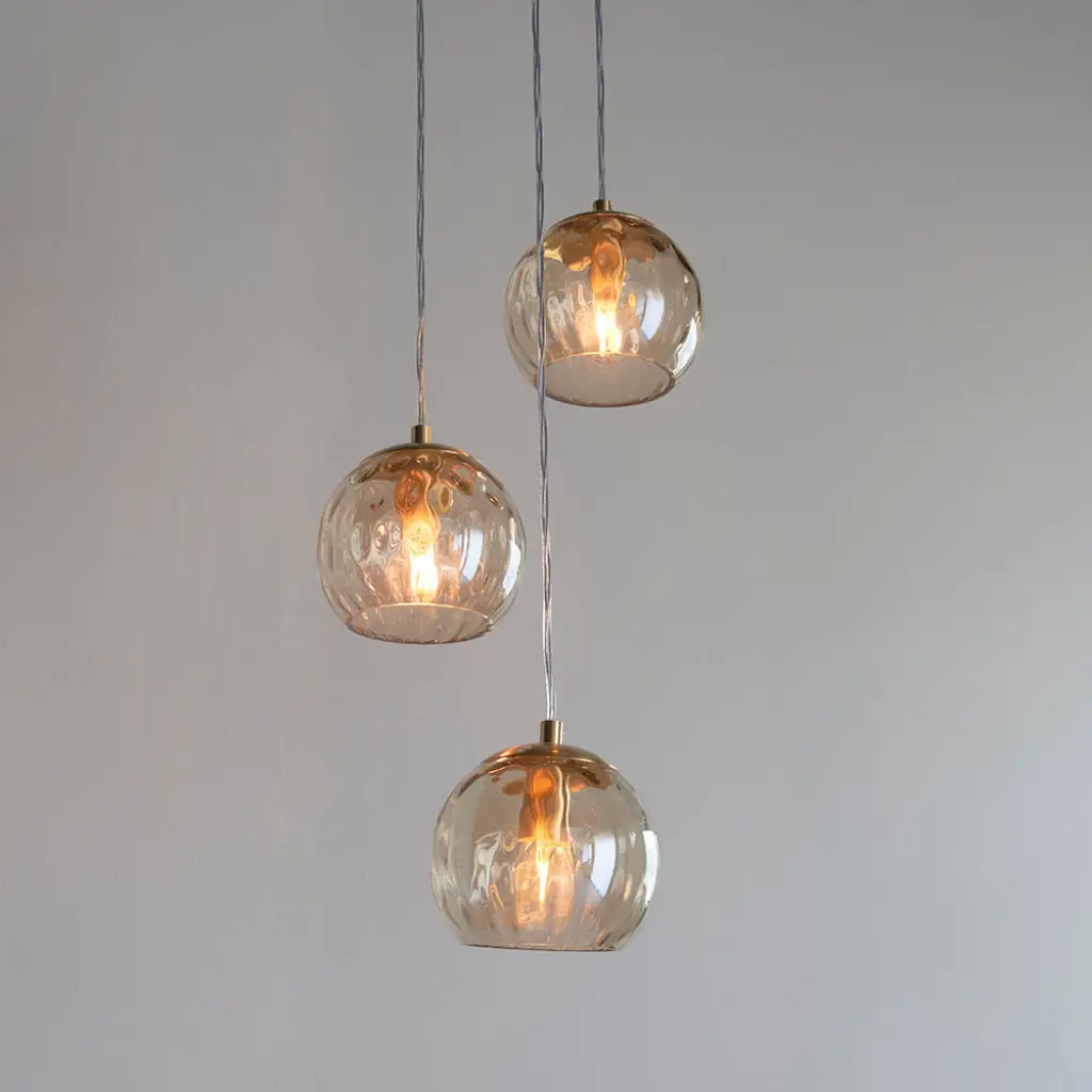 Dimple 3 Light Satin Brass Pendant
