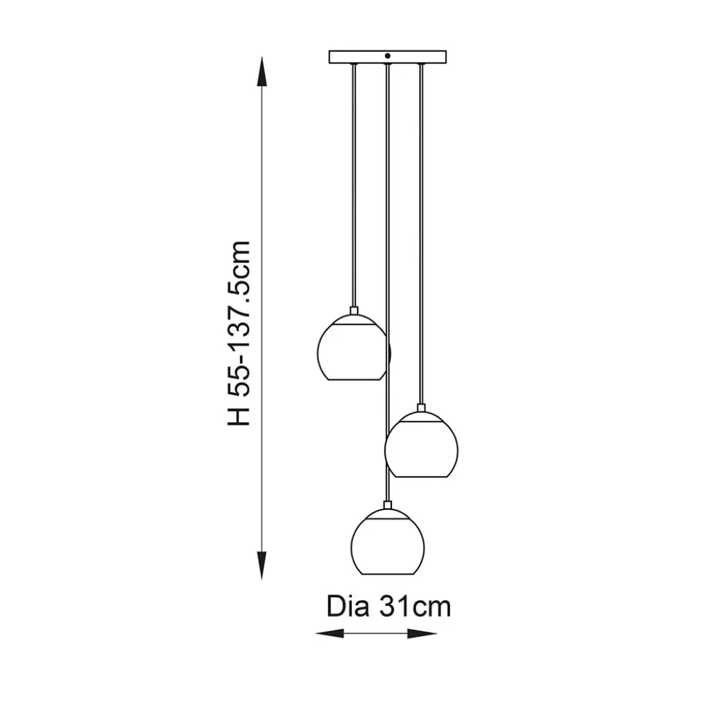 Dimple 3 Light Satin Brass Pendant