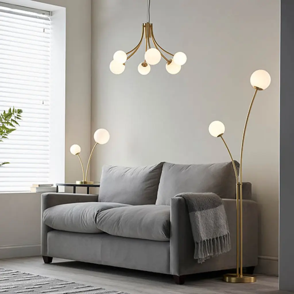 Bloom 6 Light Pendant in Gold with Opal Glass
