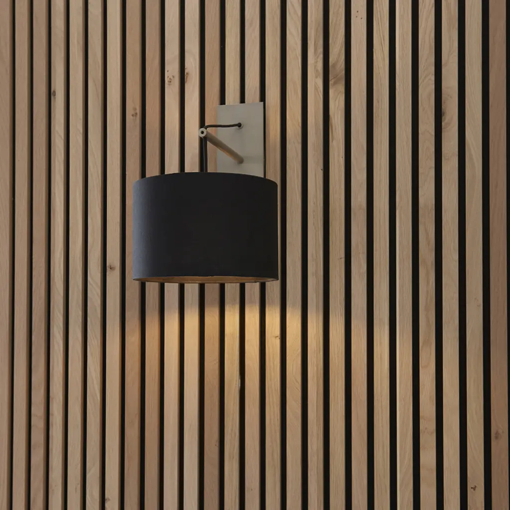 Milan Modern Matt Nickel Wall light C/W Black Shade
