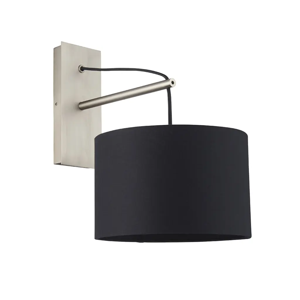Milan Modern Matt Nickel Wall light C/W Black Shade