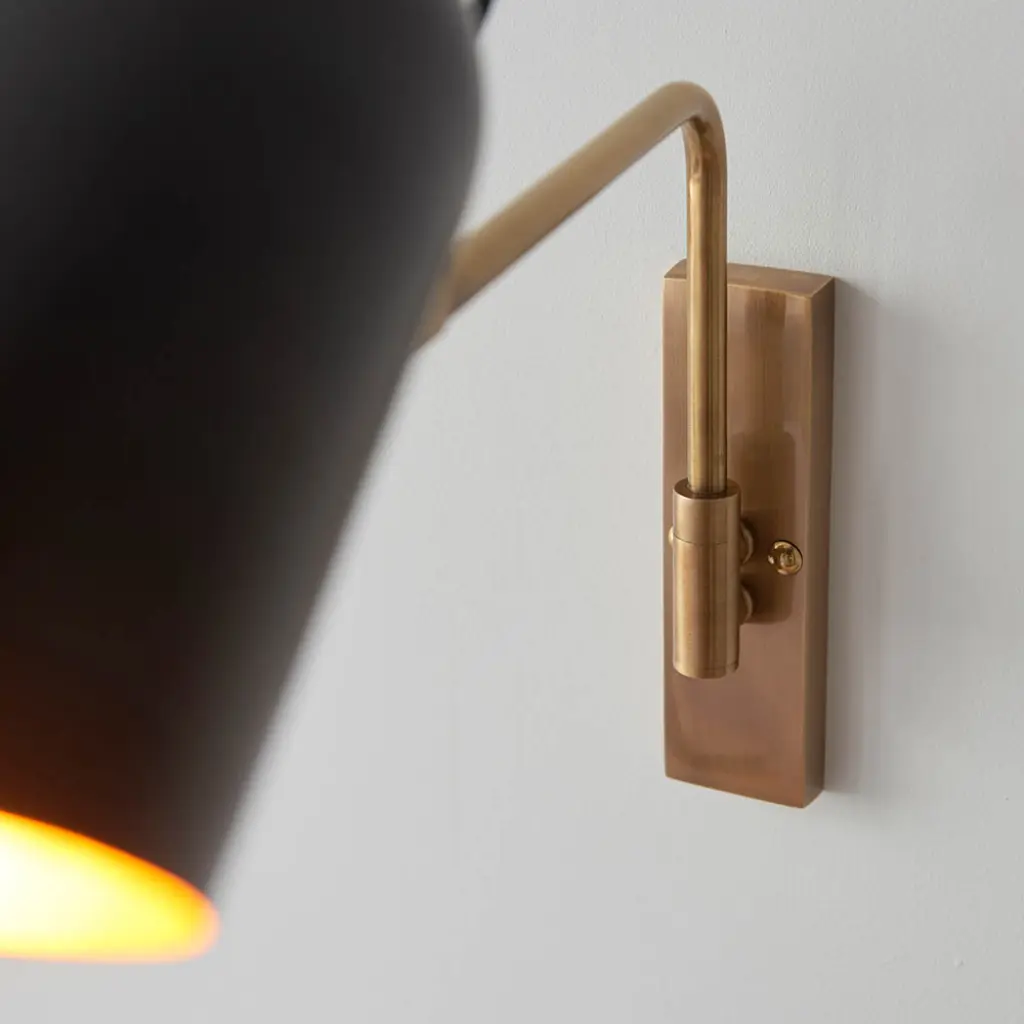 Navren Wall Light in Brass with Matt Black Shade