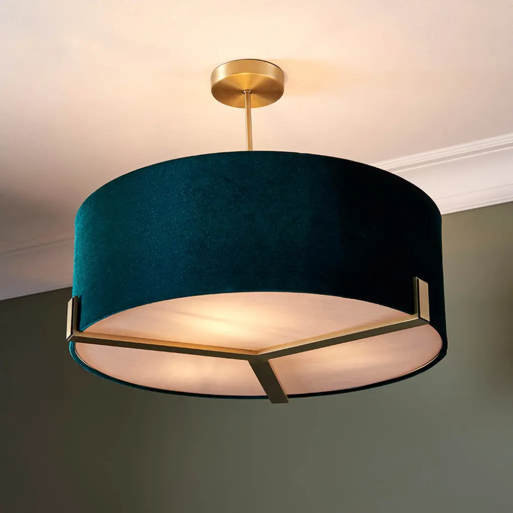 Hayfield 3 Light Pendant in Matt Antique Brass C/W Shade