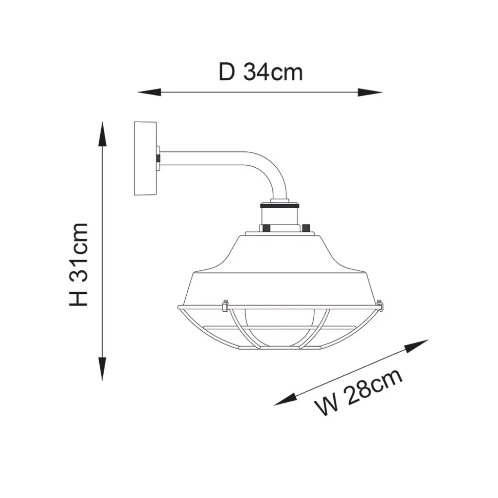 Caged Black Outdoor Wall Light IP44