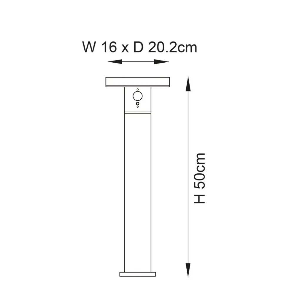 Ebro Solar Powered Bollard with Photocell & PIR