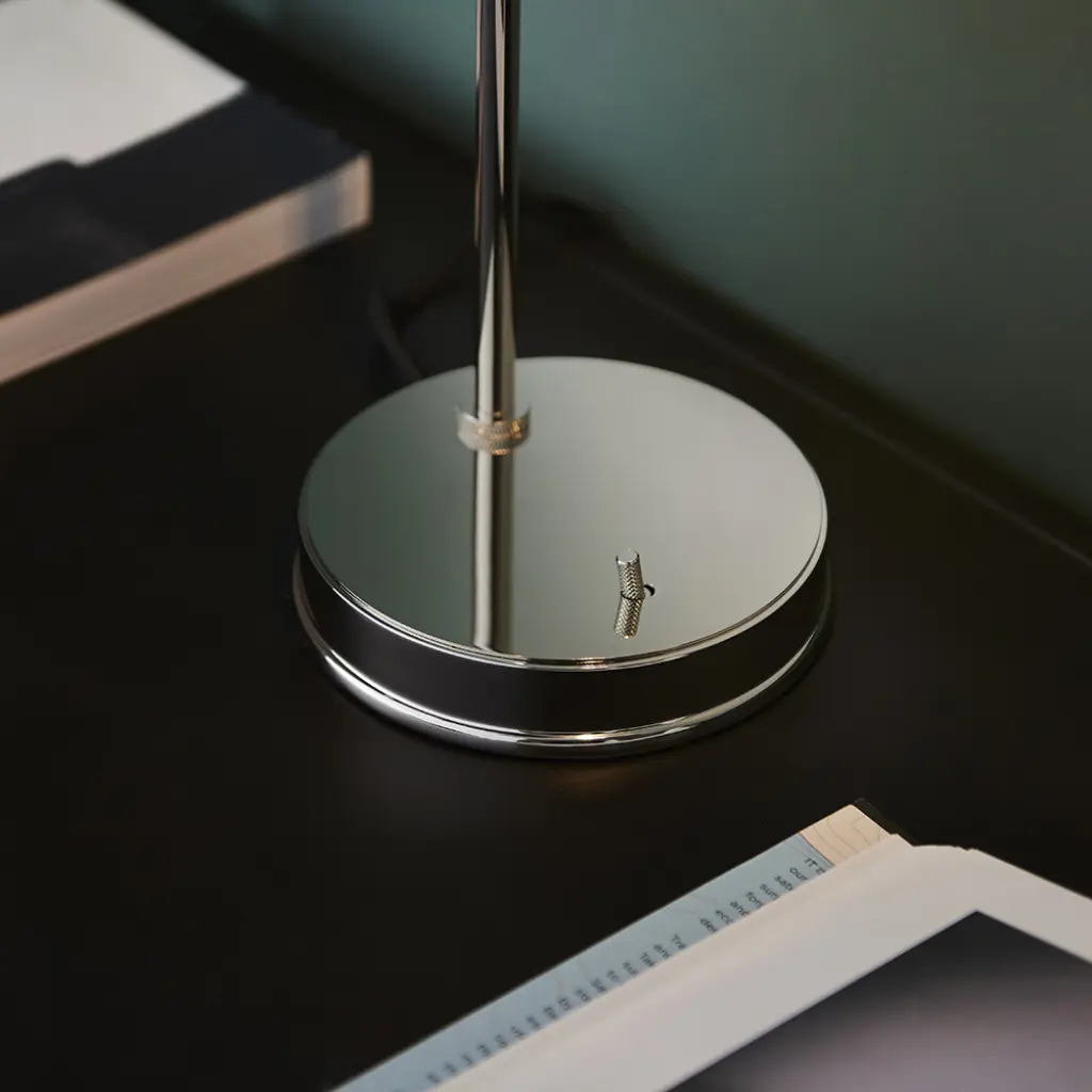 Hansen Table Lamp in Bright Nickel Finish