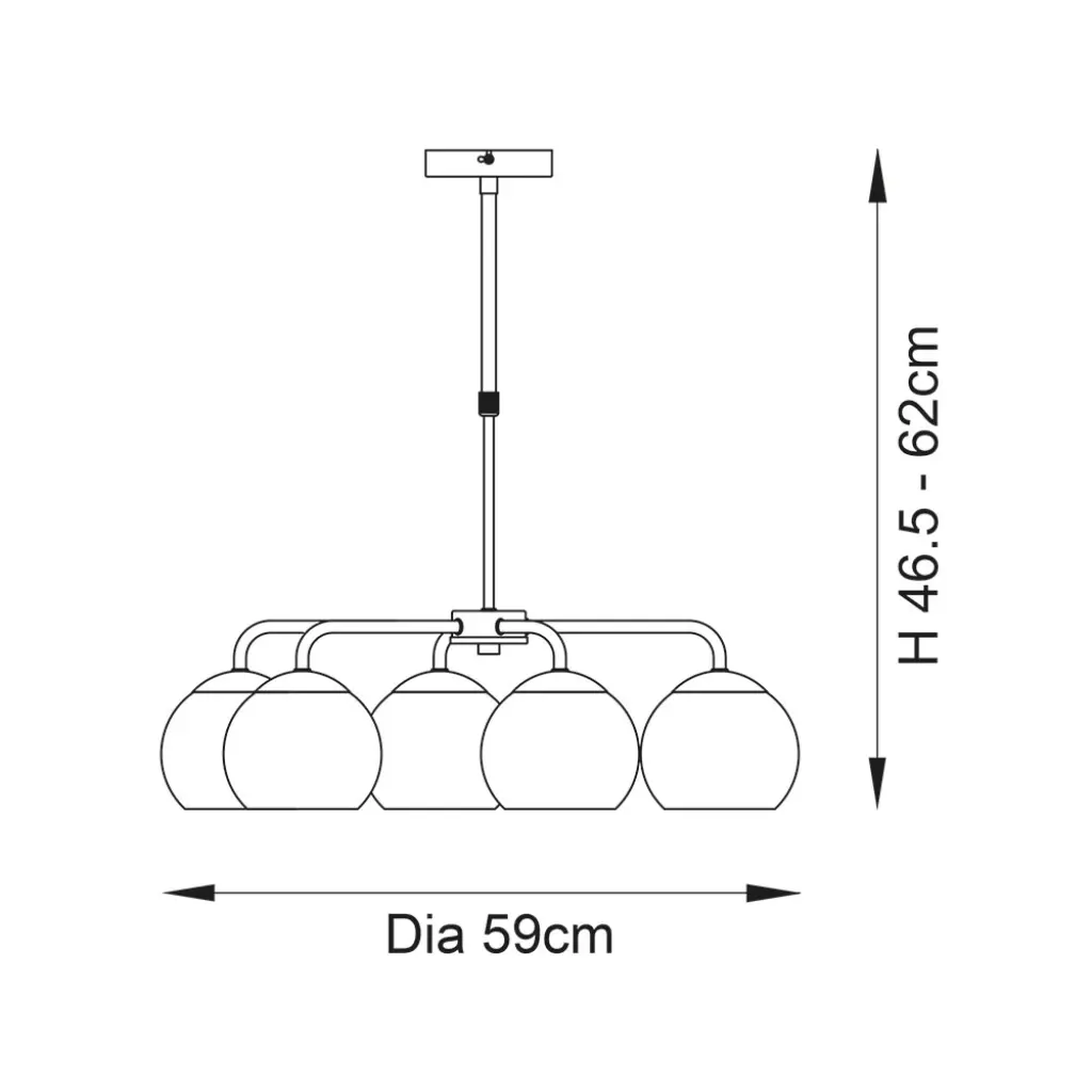 Dimple 5 Light Semi-Flush Fitting in Polished Chrome