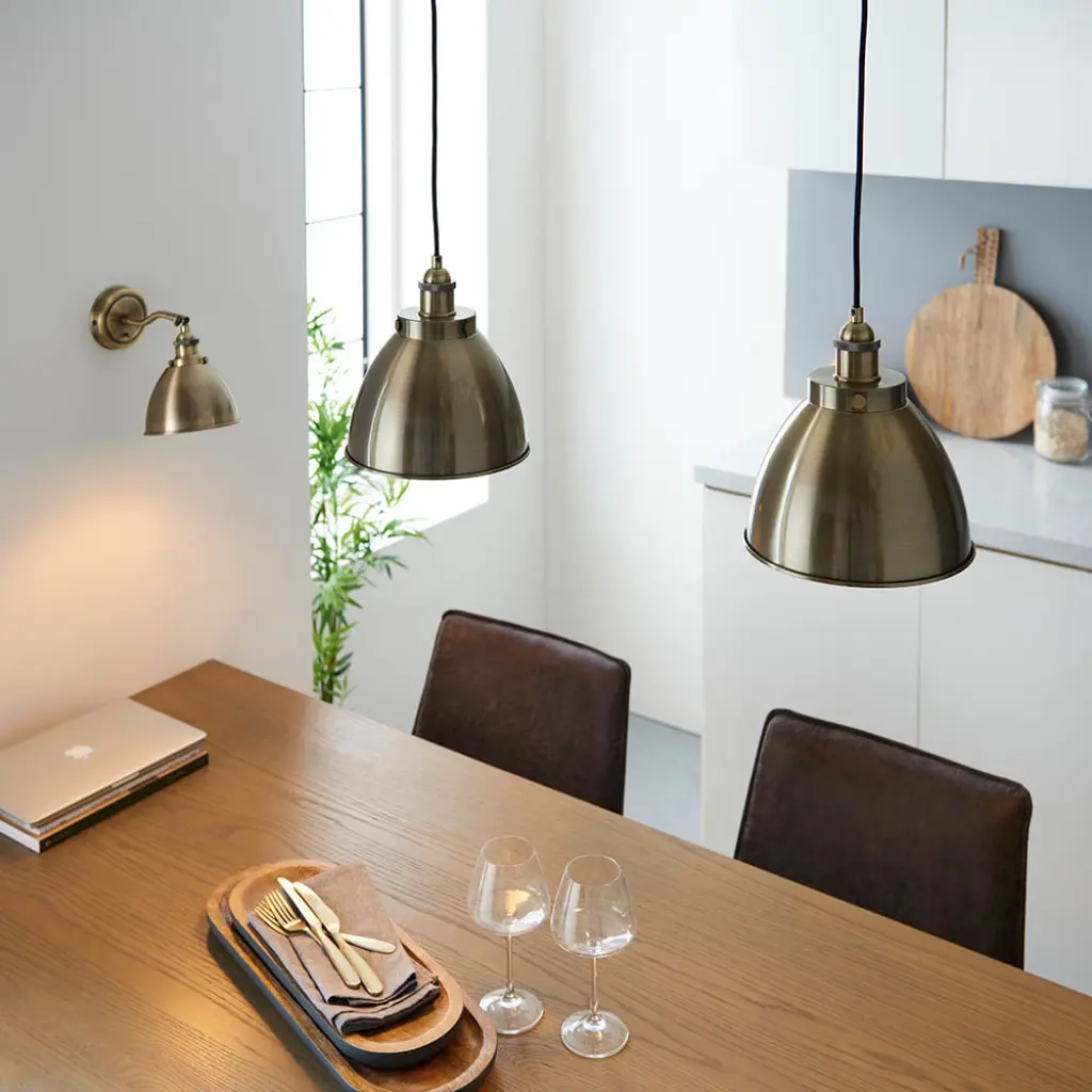 Franklin Small Antique Brass Pendant 235mm