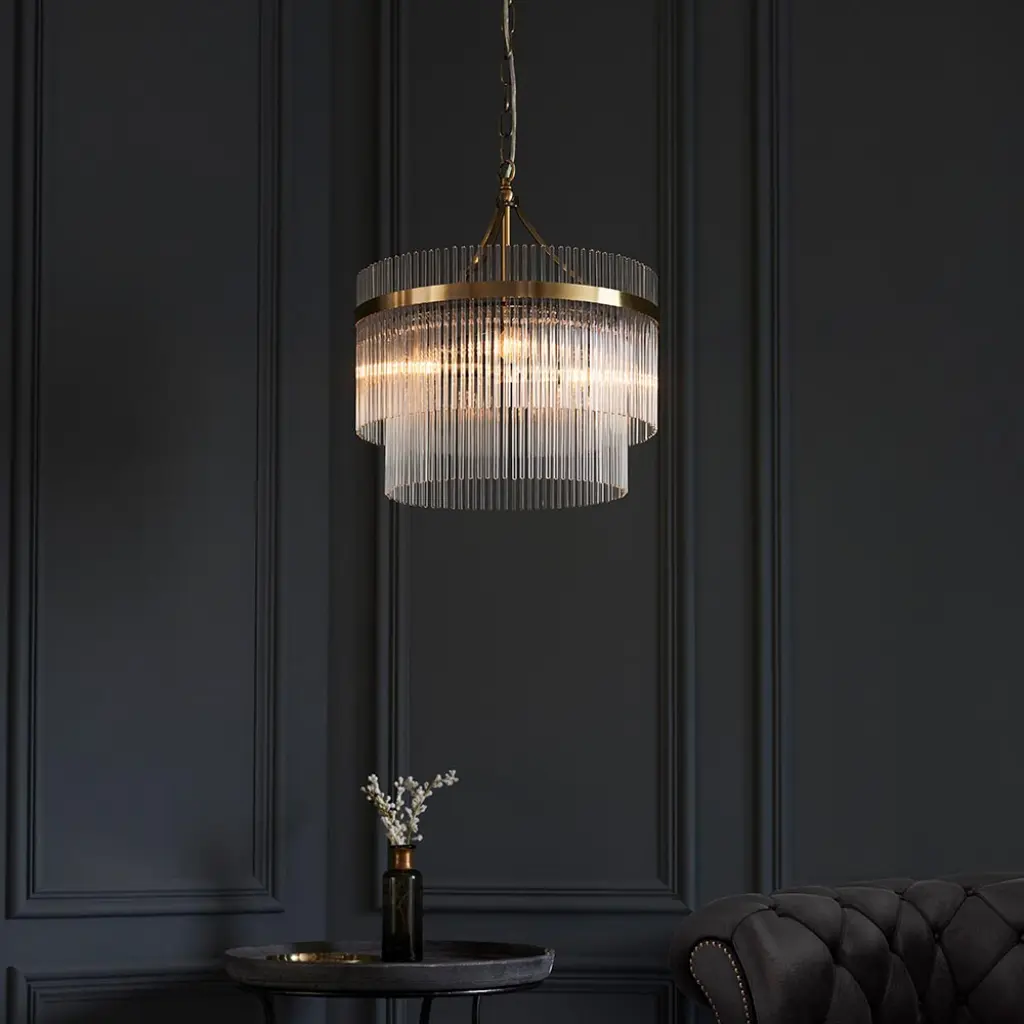 Marietta 3 Light Antique Brass Pendant