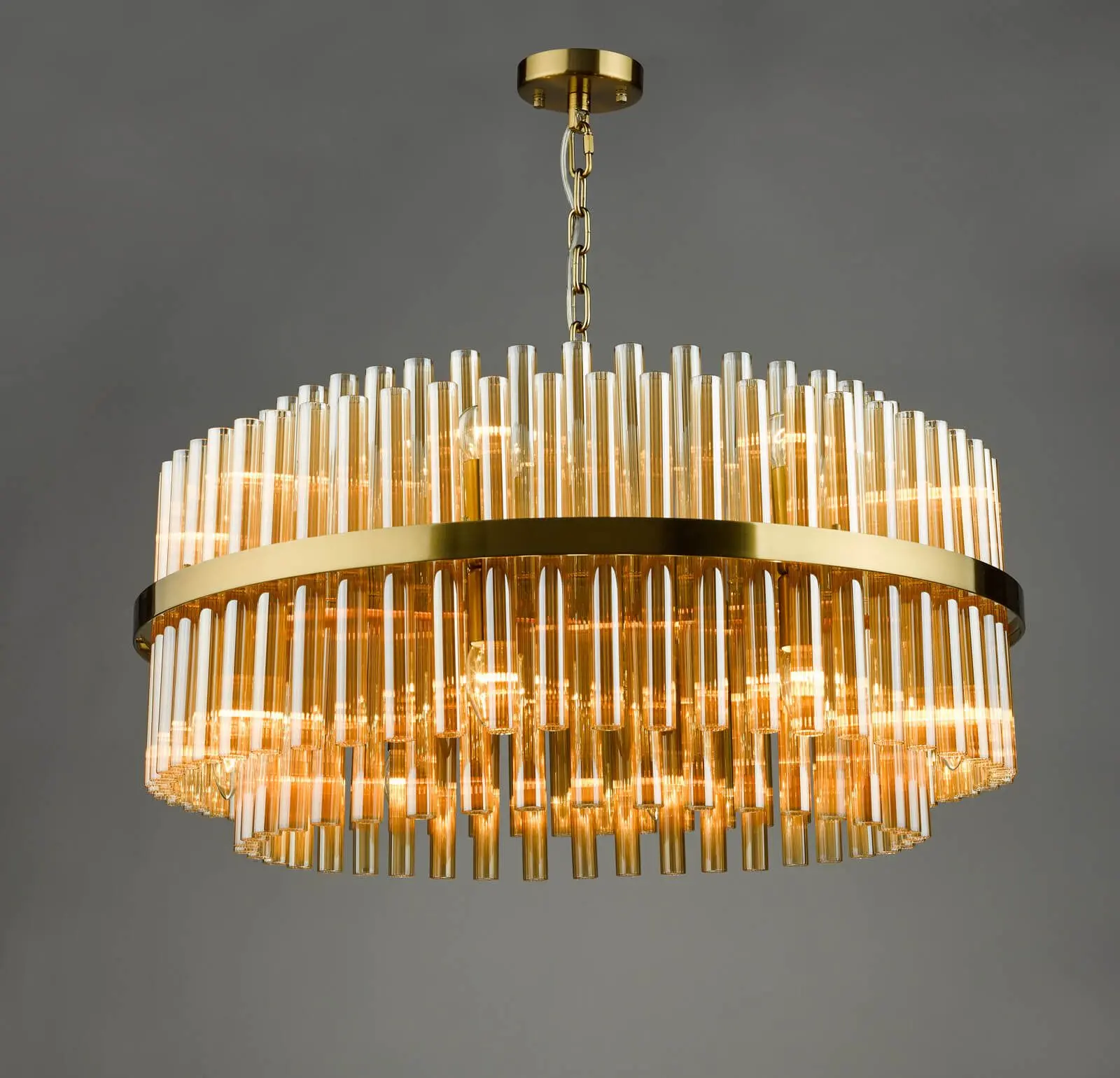 Imani 16 Light Natural Brass Chandelier C/W Champagne Glass