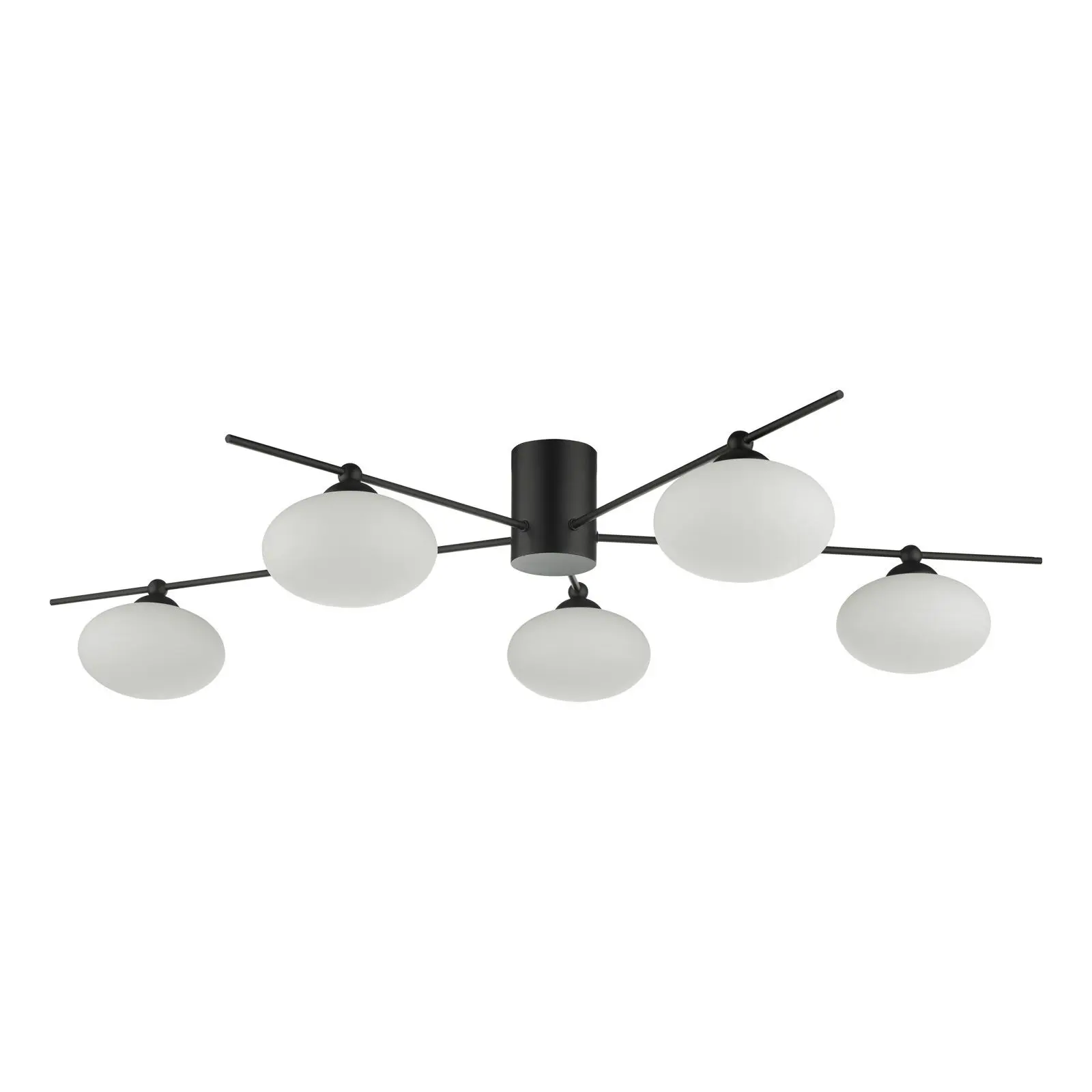 Jasper Matt Black 5 Light Semi Flush Fitting