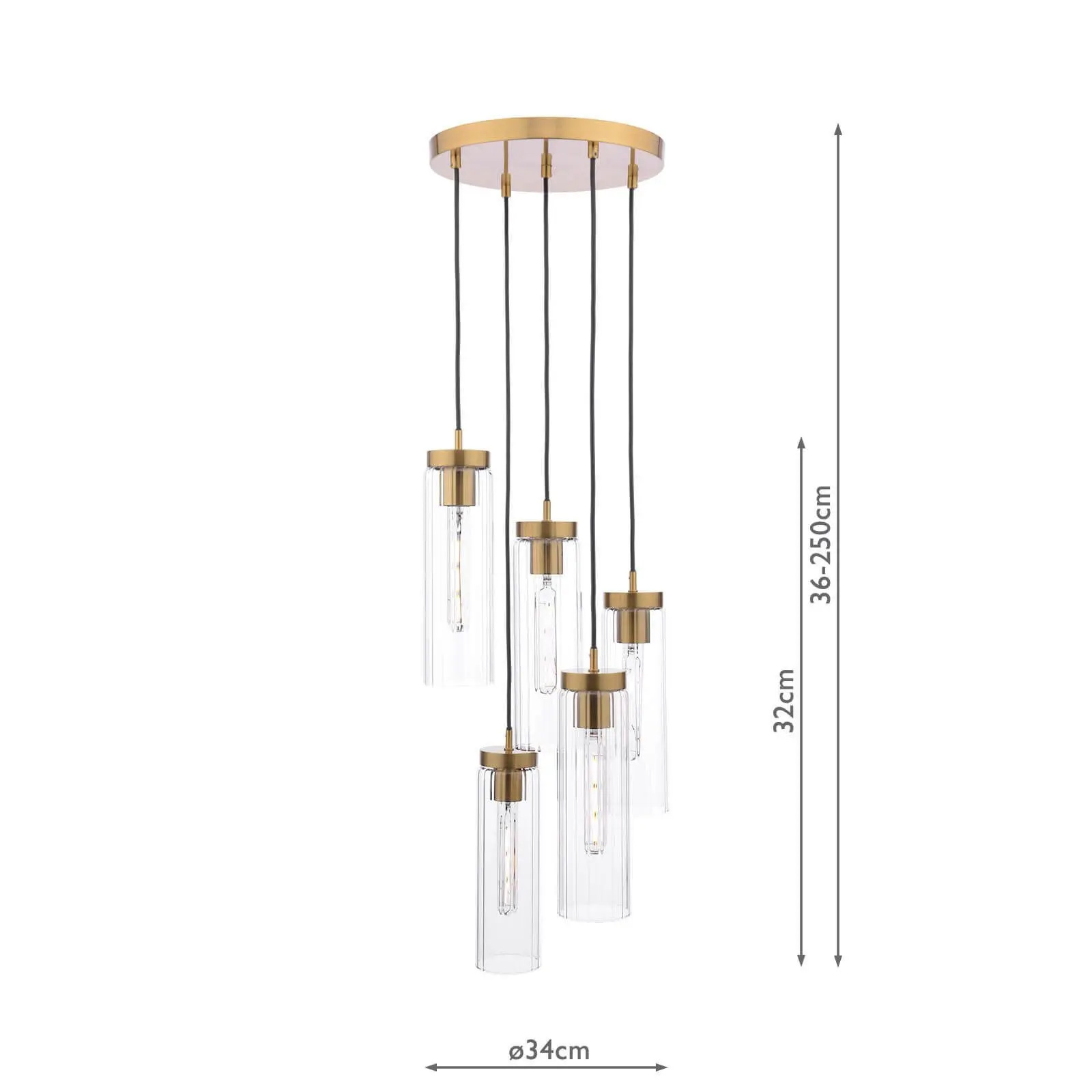 Jodelle 5 Light Polished Bronze Cluster Pendant