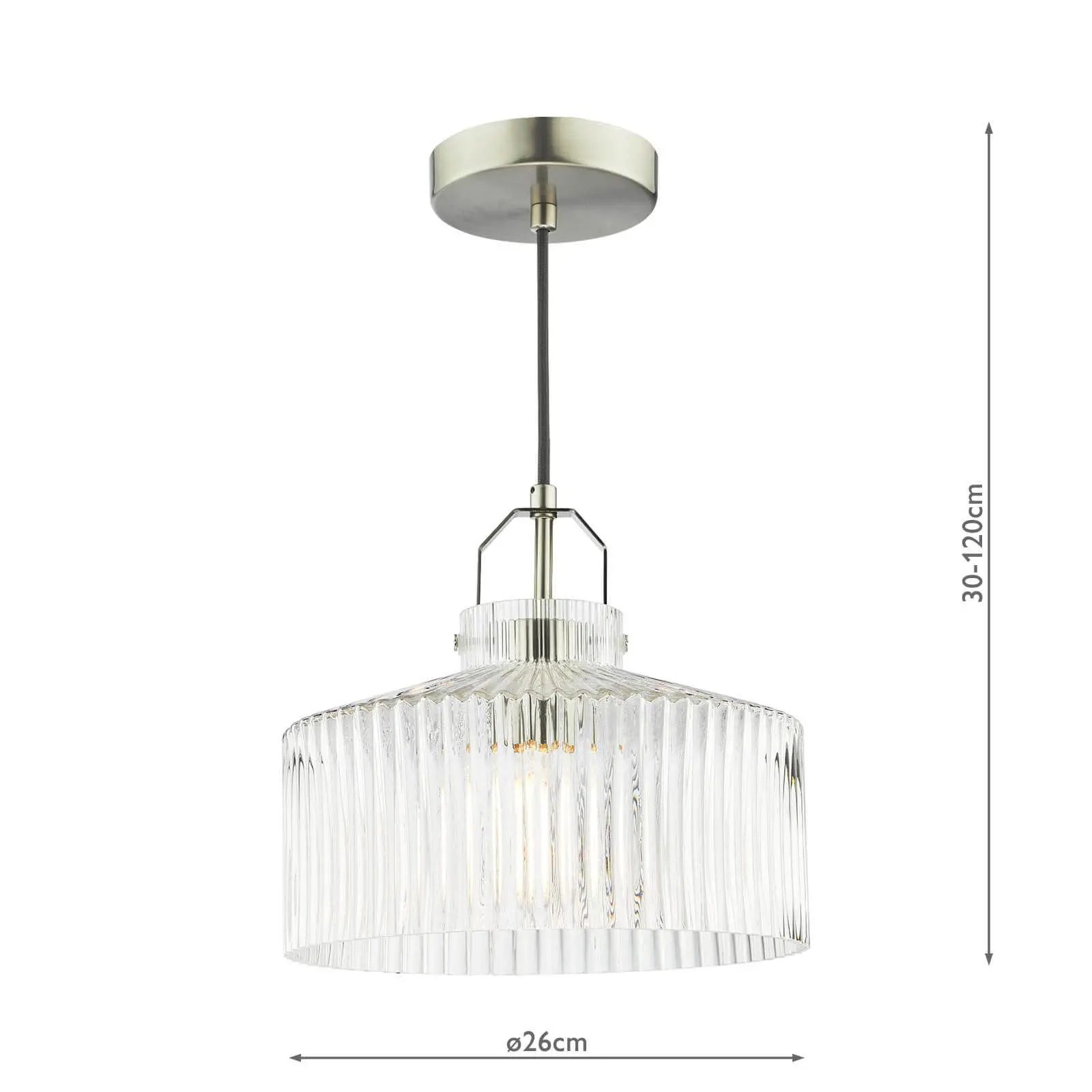 Lenka Satin Nickel & Ribbed Glass Pendant