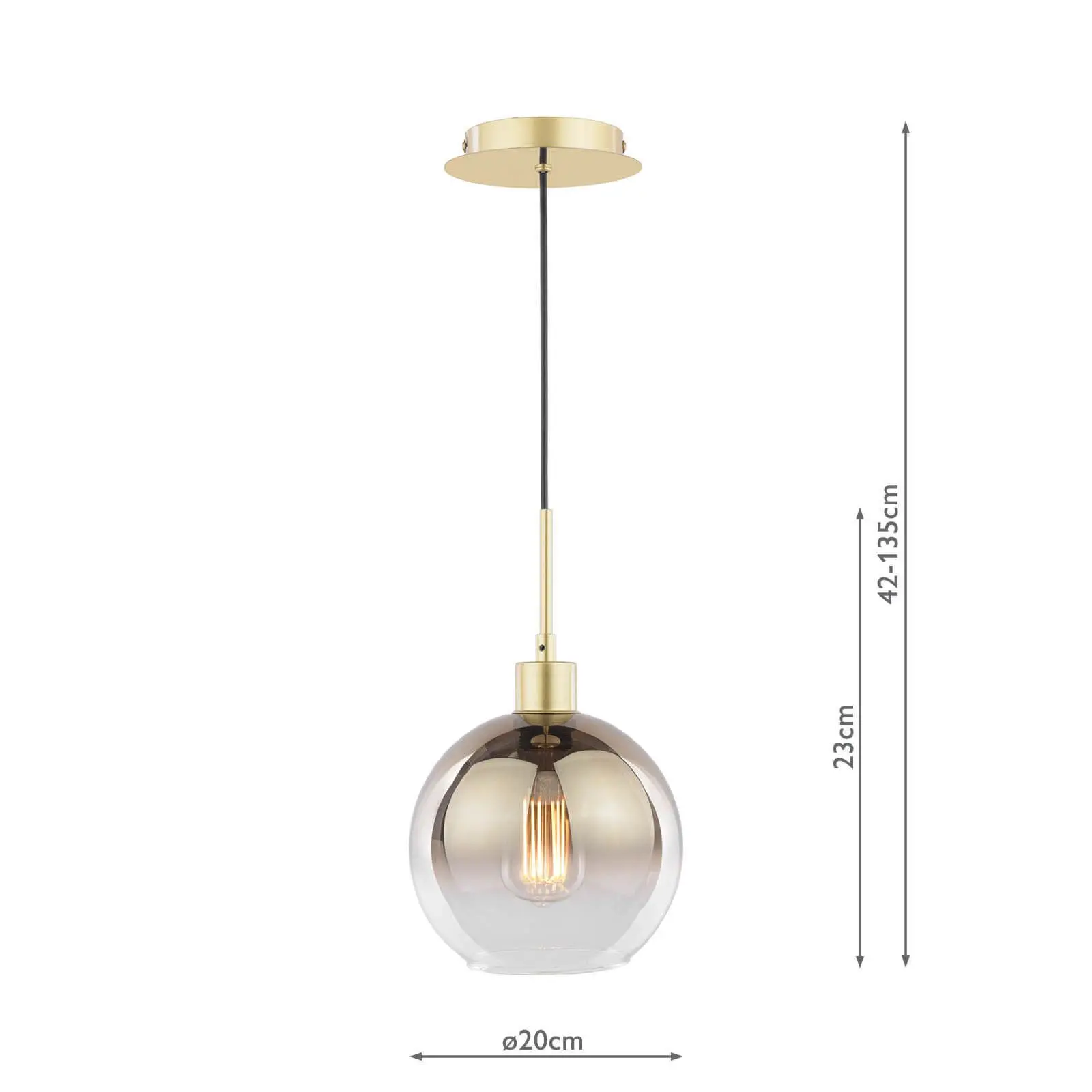 Lycia Single Polished Gold Pendant C/W Gold Ombre Glass