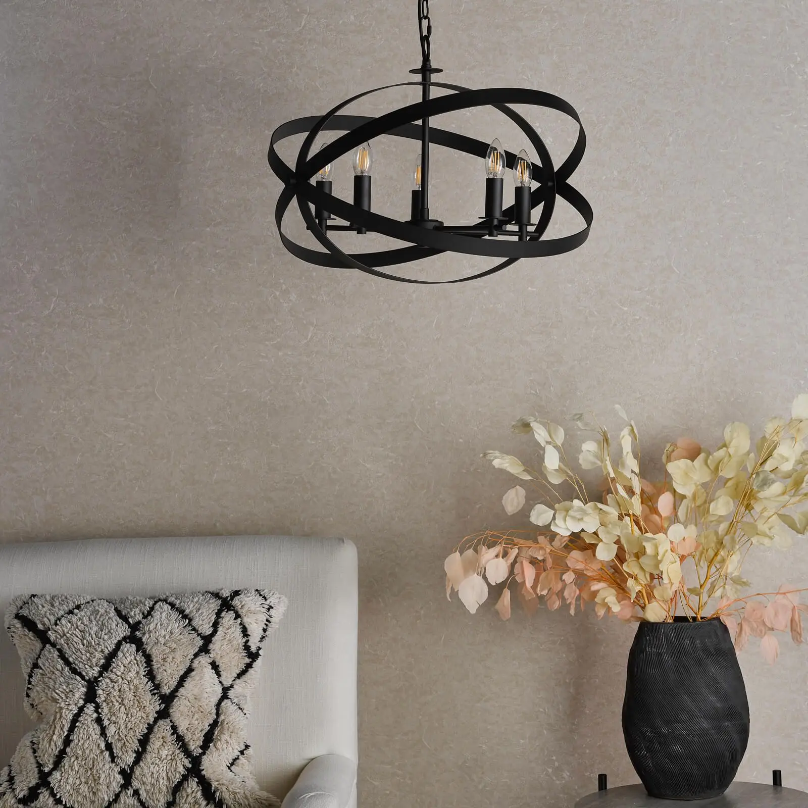 Nitya 5 Light Matt Black Pendant