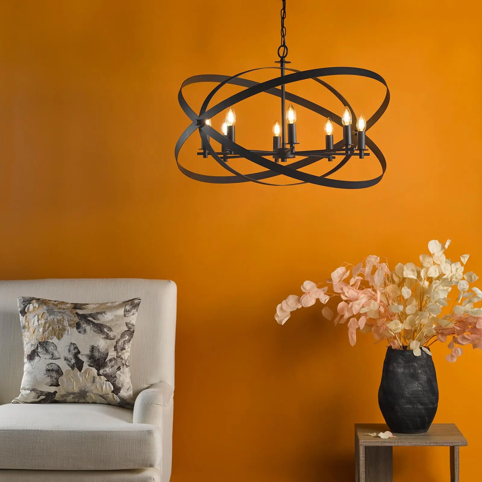 Nitya 8 Light Matt Black Pendant