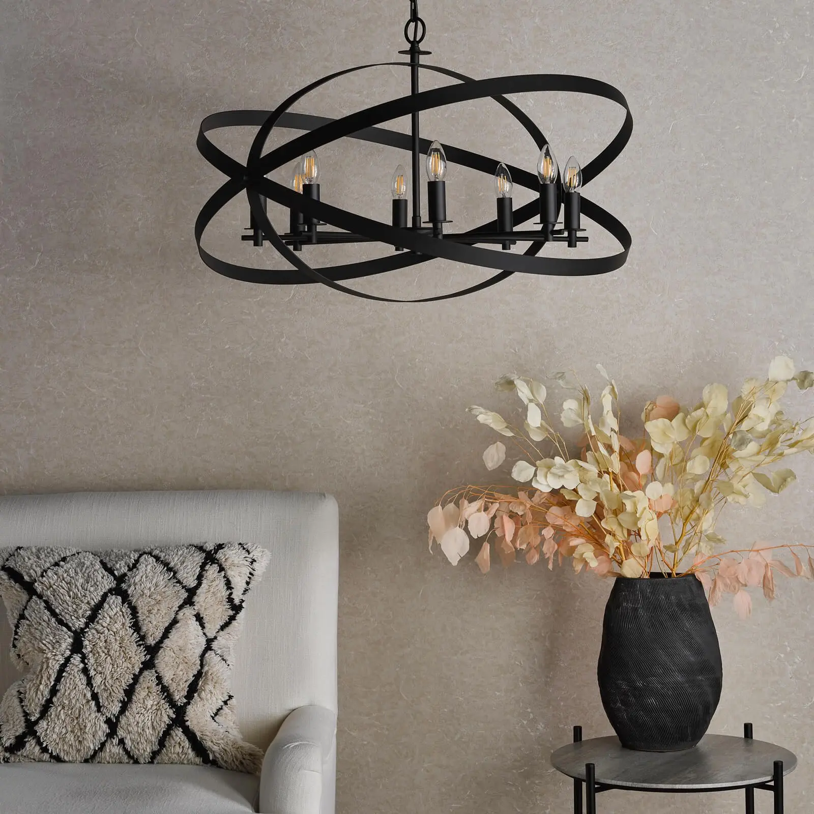Nitya 8 Light Matt Black Pendant