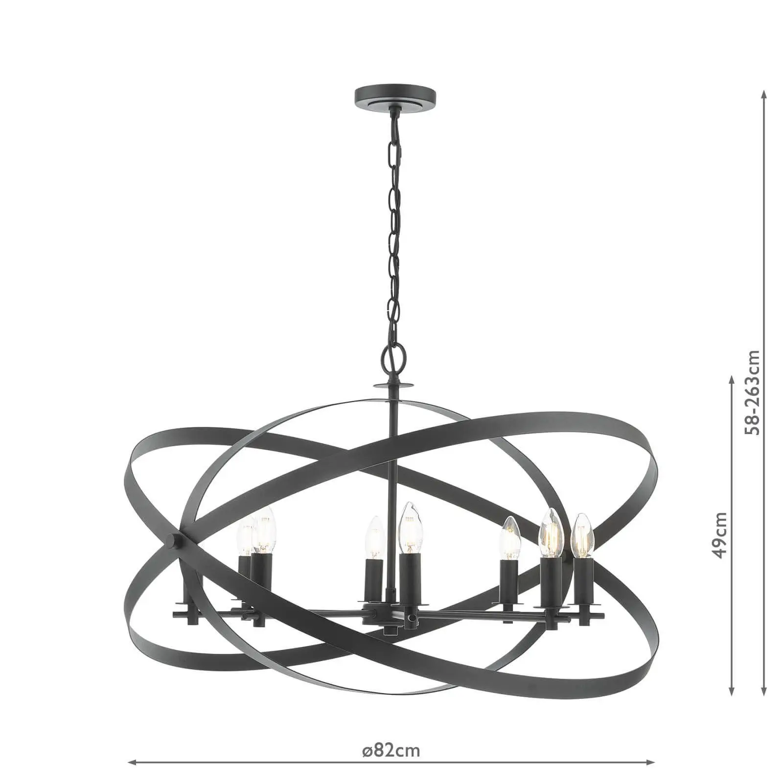 Nitya 8 Light Matt Black Pendant