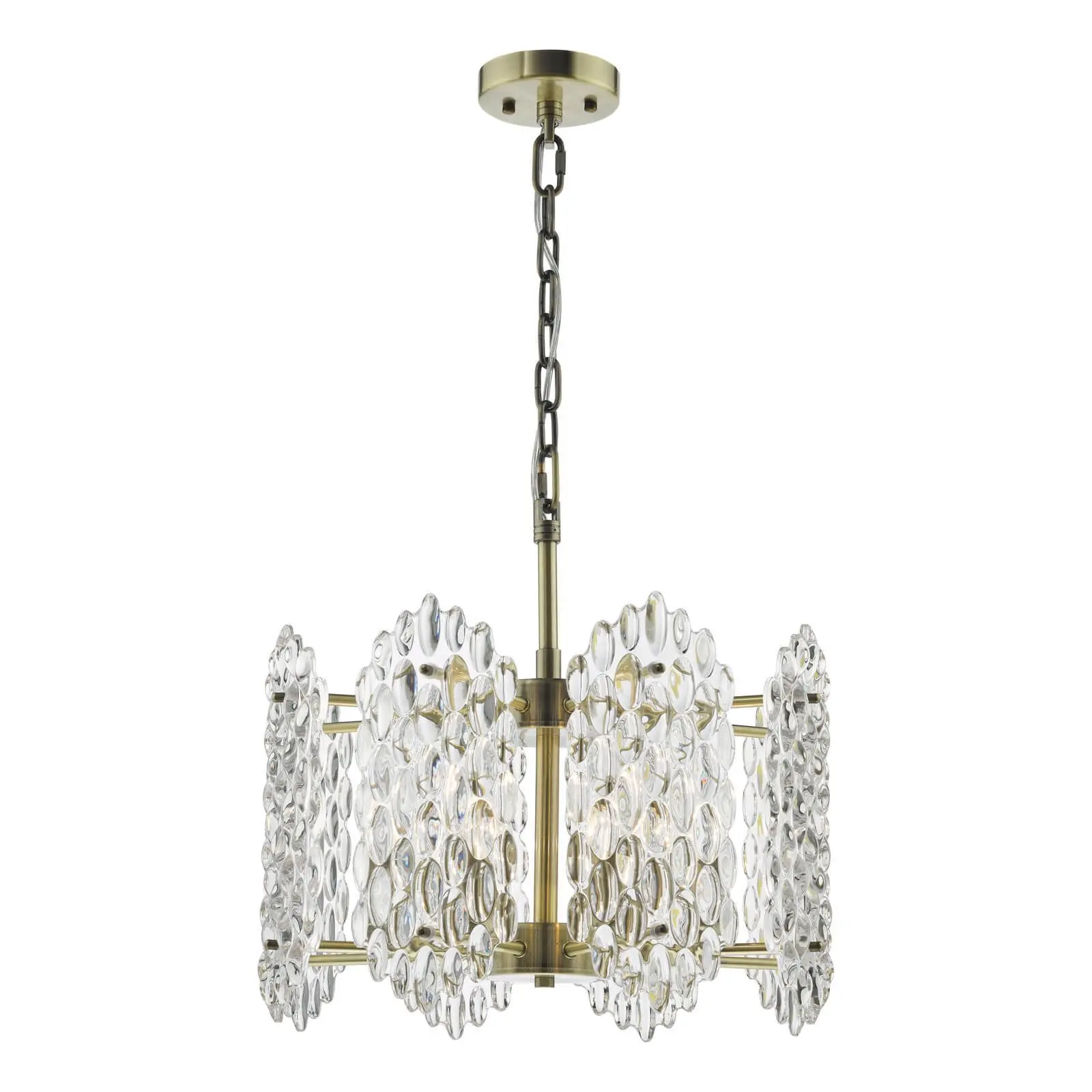 Porthos 8 Light Antique Brass & Glass Chandelier