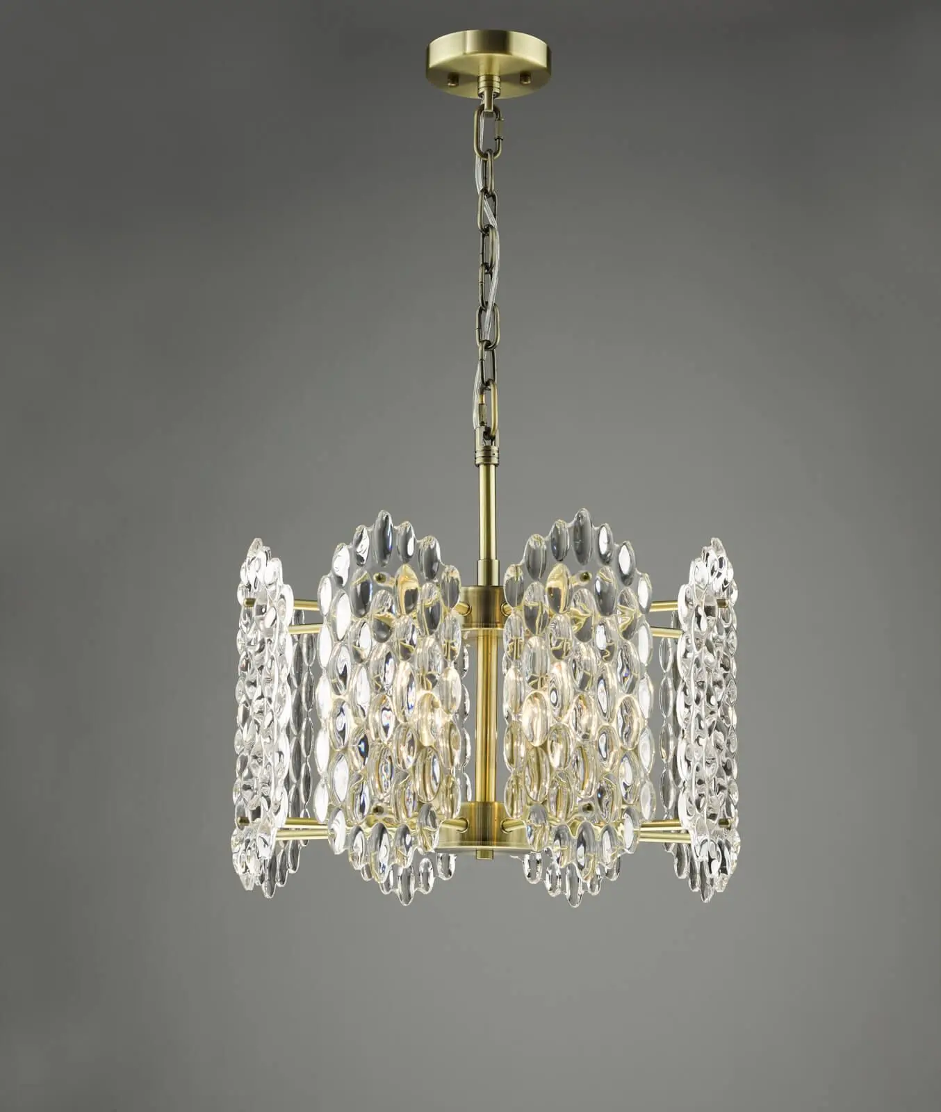 Porthos 8 Light Antique Brass & Glass Chandelier
