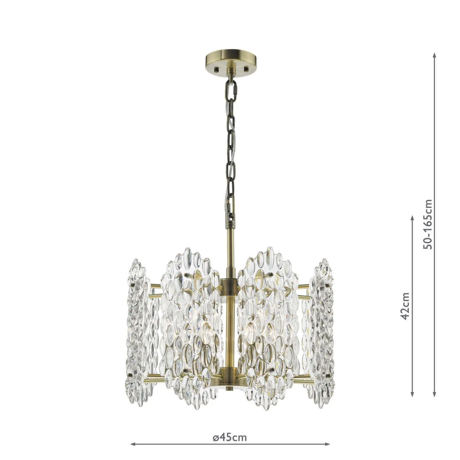 Porthos 8 Light Antique Brass & Glass Chandelier