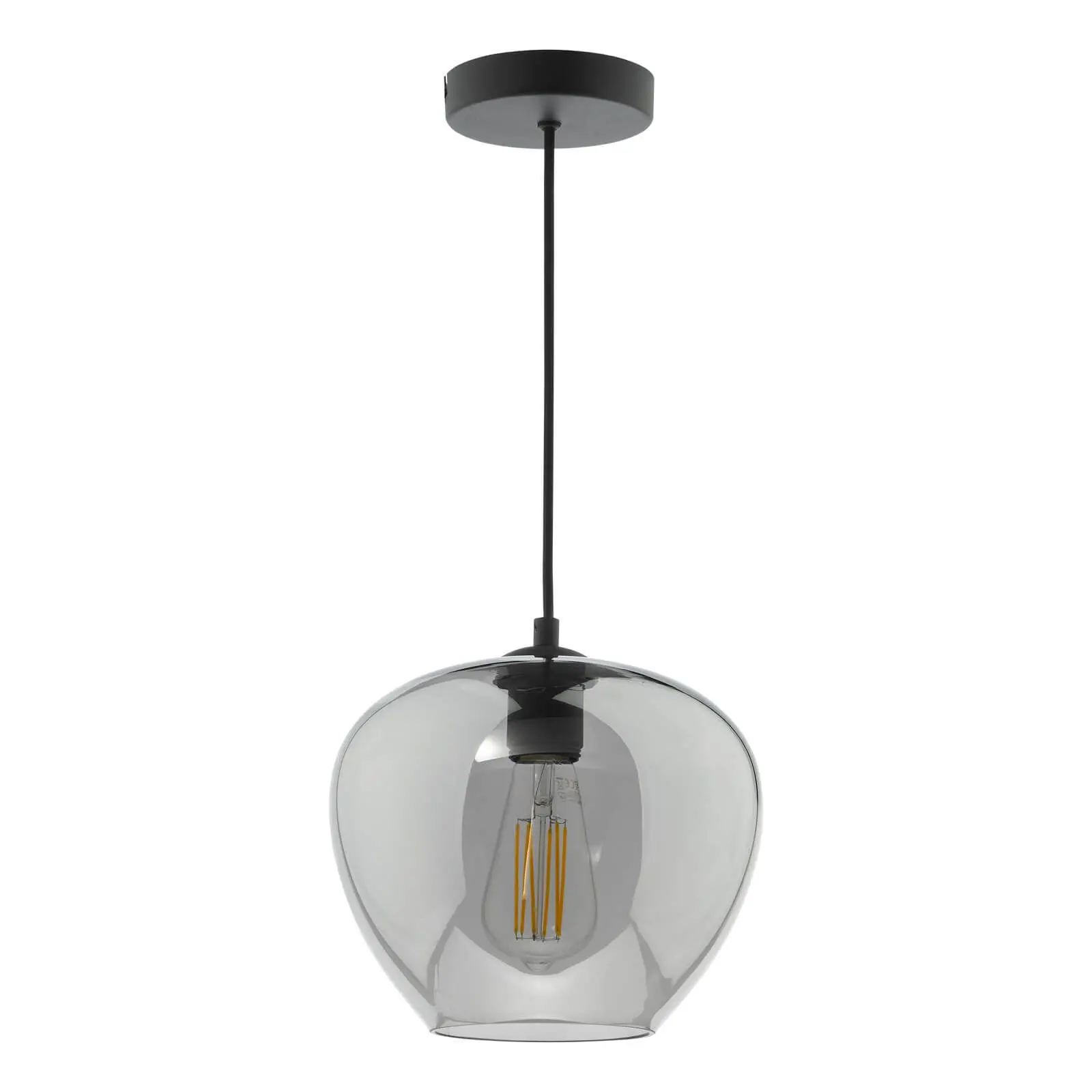 Sihilah Single Matt Black & Smoked Glass Pendant