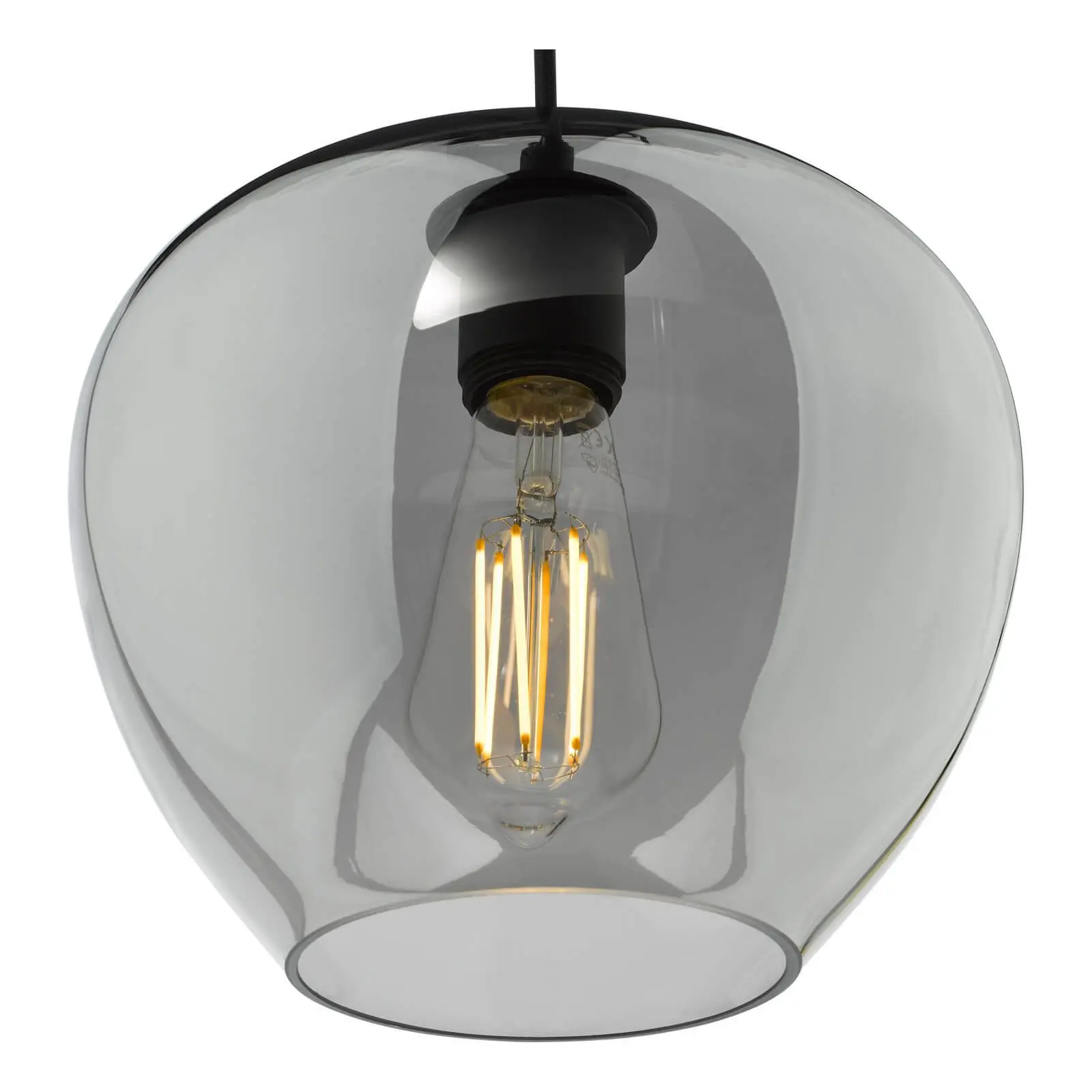 Sihilah Single Matt Black & Smoked Glass Pendant