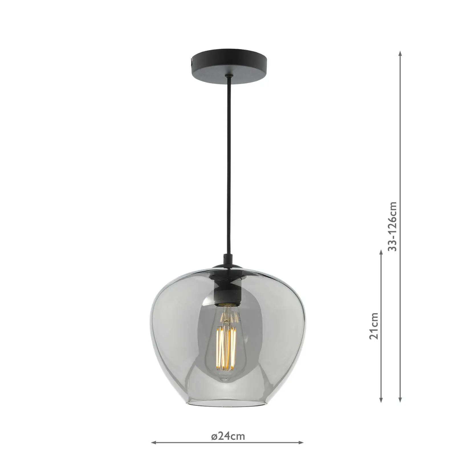 Sihilah Single Matt Black & Smoked Glass Pendant