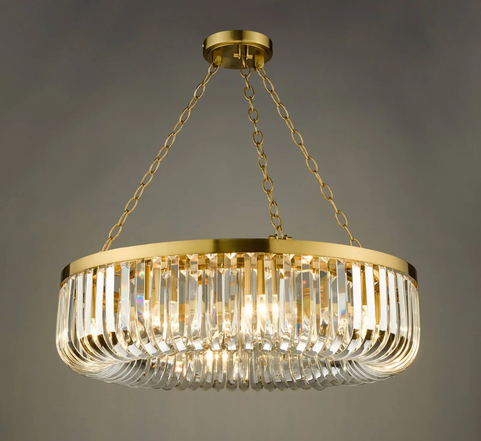 Sigourney 8 Light Satin & Gold Crystal Chandelier