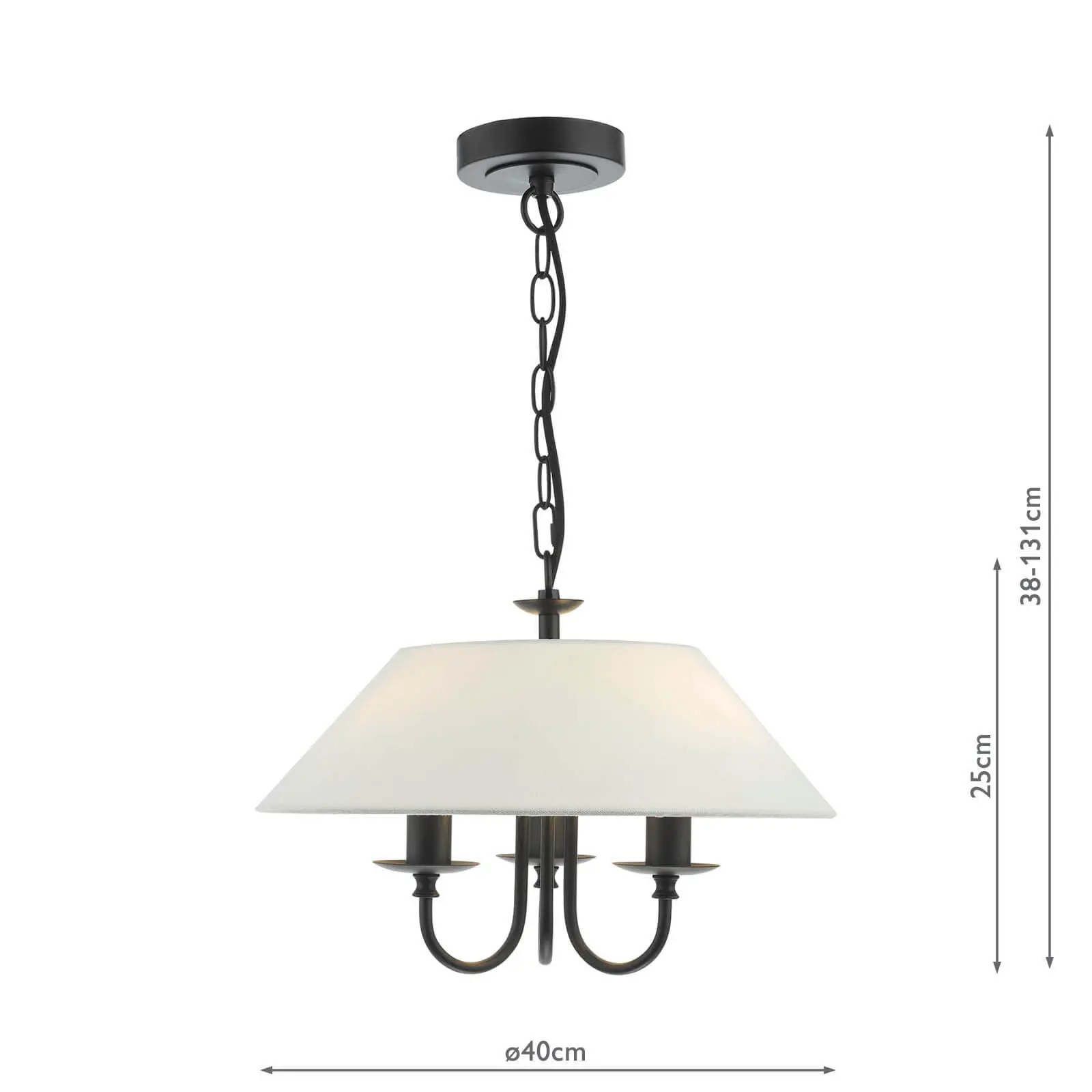 Sivan 3 Light Matt Black Pendant C/W Shade