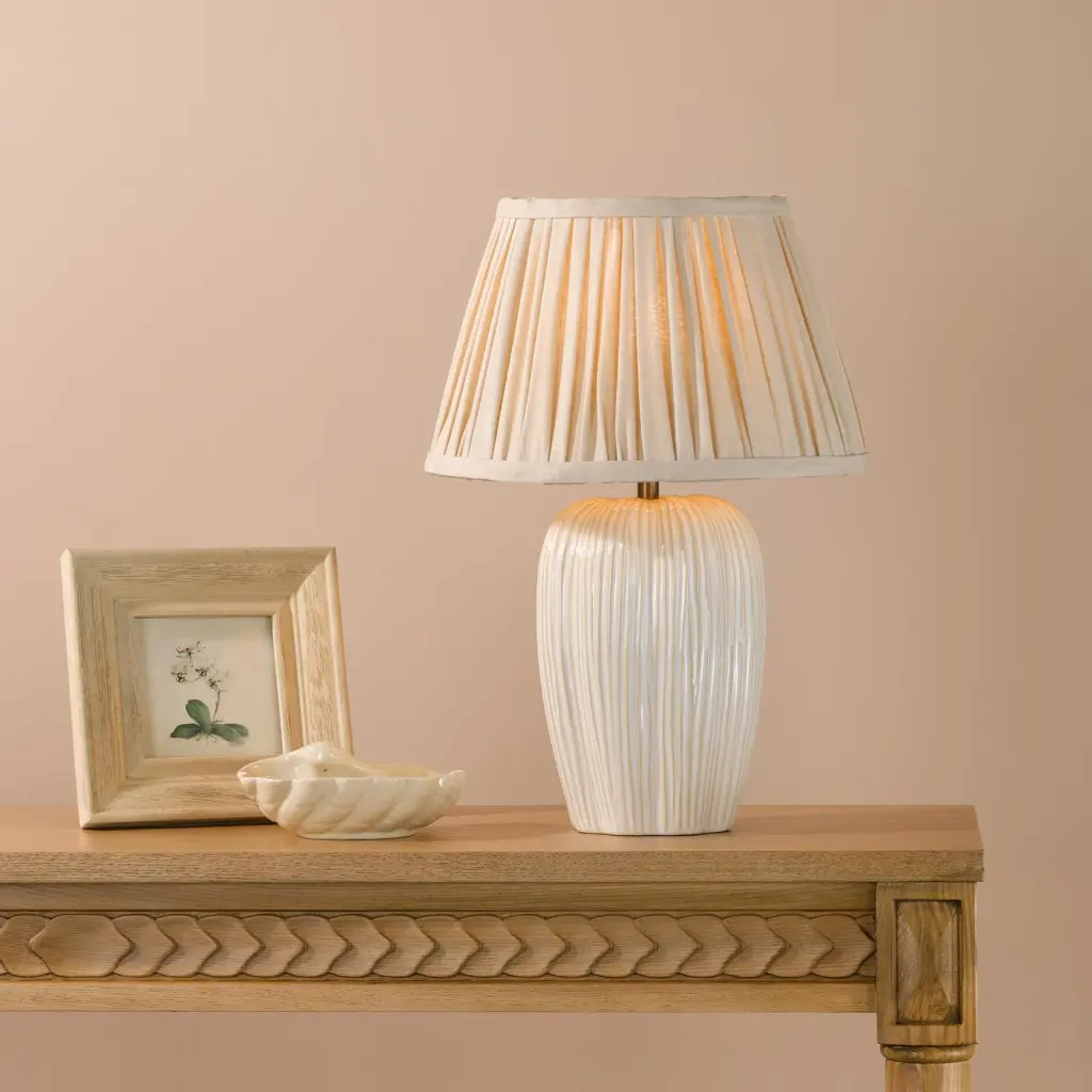 Abigail Cream Table Lamp C/W Linen Shade
