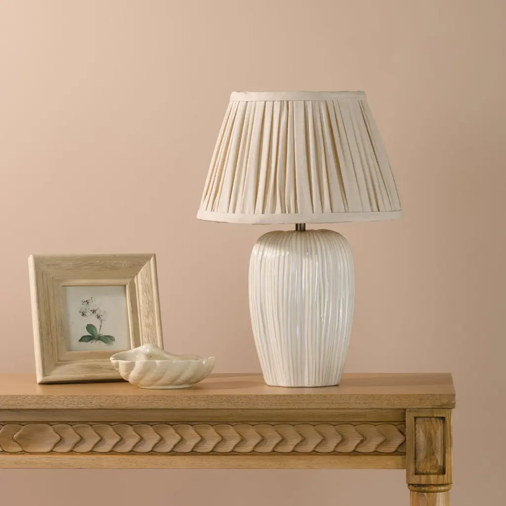 Abigail Cream Table Lamp C/W Linen Shade