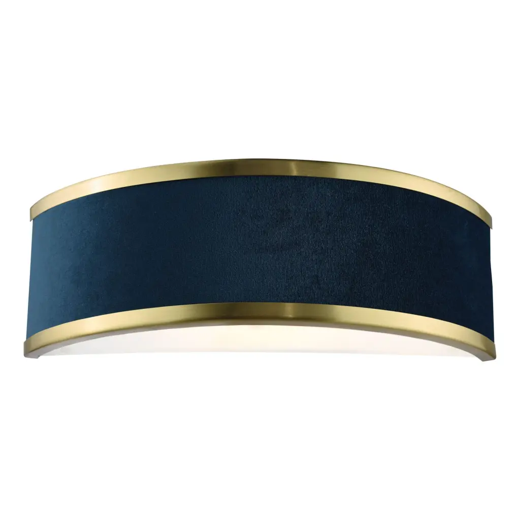 Alvaro Brushed Brass Wall Light C/W Blue Shade