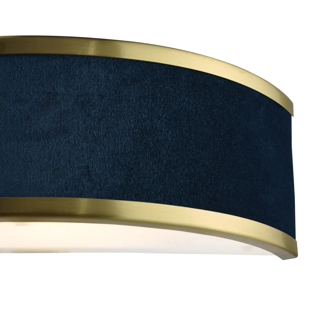 Alvaro Brushed Brass Wall Light C/W Blue Shade