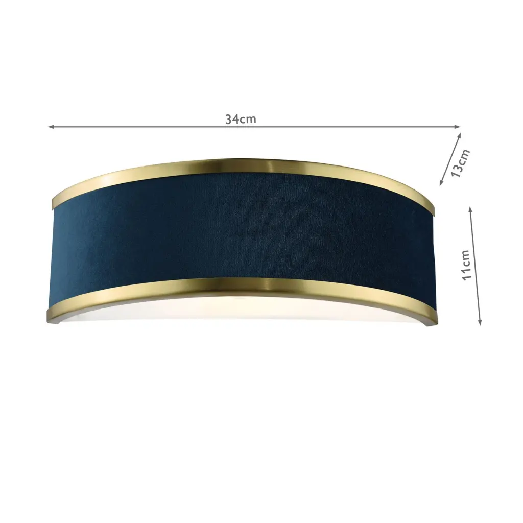 Alvaro Brushed Brass Wall Light C/W Blue Shade