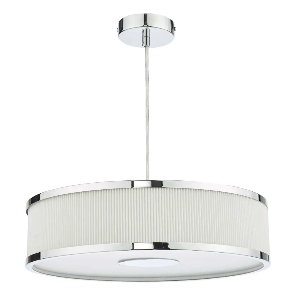 Alvaro 3 Light Pendant in Polished Chrome with Ivory Detail